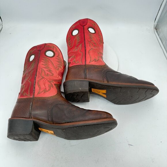 Ariat Men Size 10.5EE 34879 Brown Red Leather Cowboy Mid Calf Western Boot - Picture 6 of 14
